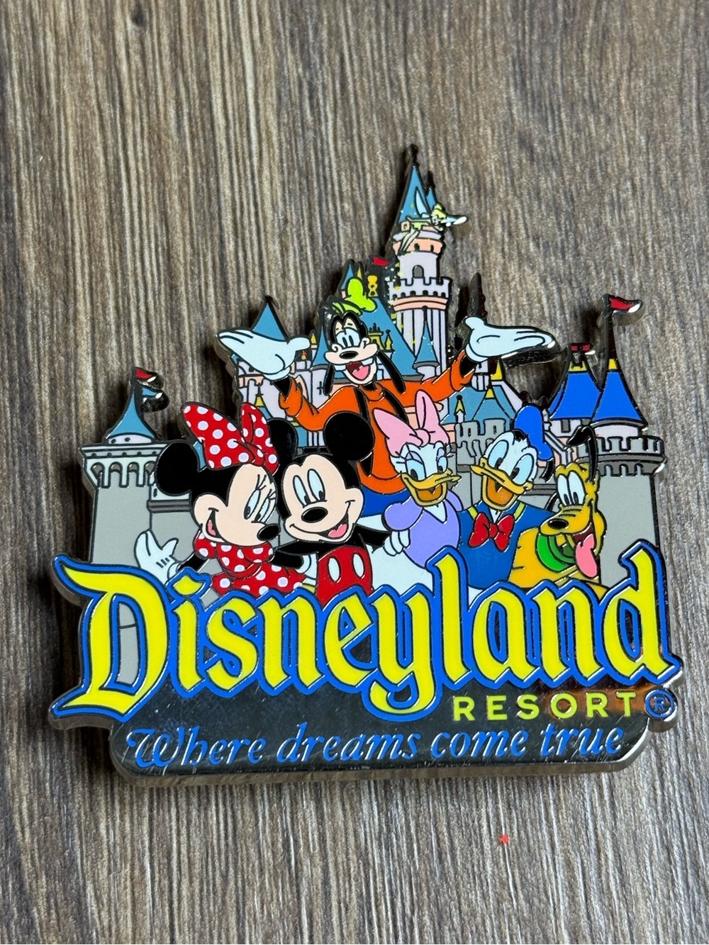 Disney Multicolor Castle & Classic Characters Enamel Lanyard Decal- Blue & Yello